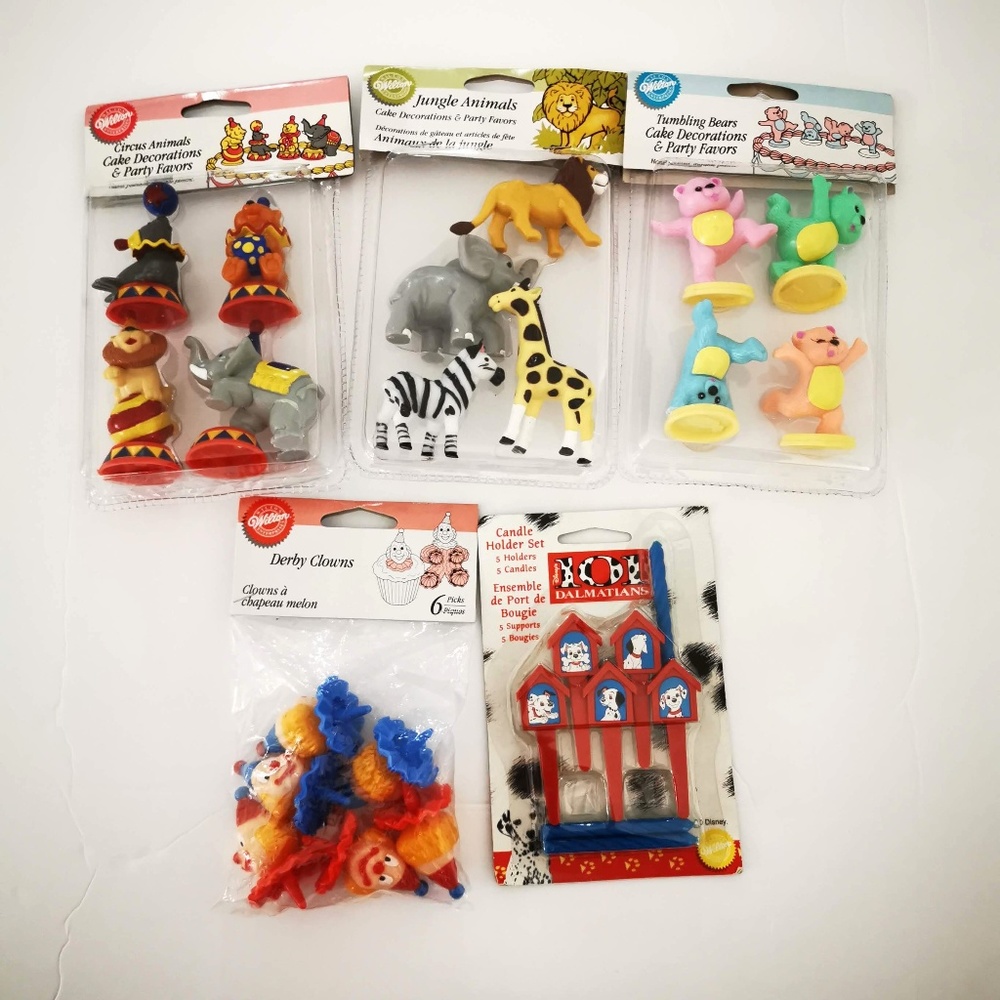Wilton Cake Toppers Lot 5 Paks Circus Jungle Bears